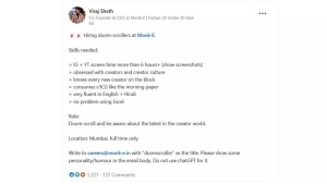 Doomscrolling as a serious job profile? Mumbai CEO's hiring call leaves social media in shock