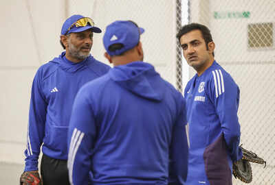 Gautam Gambhir, India's head coach, observes intently.