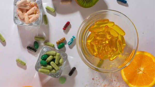 Vitamin B6 supplements on a table
