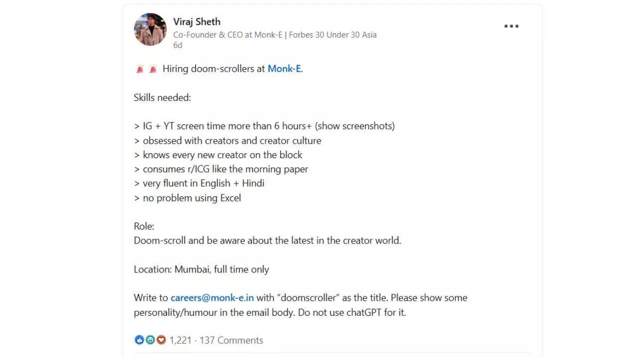 linkedin post
