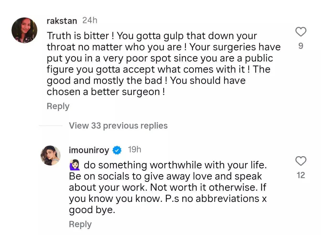 Mouni's reply
